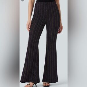 HALARA High-Waisted Sparkle Flare Pants - Colorful Black Starlight Stripe Sz XL